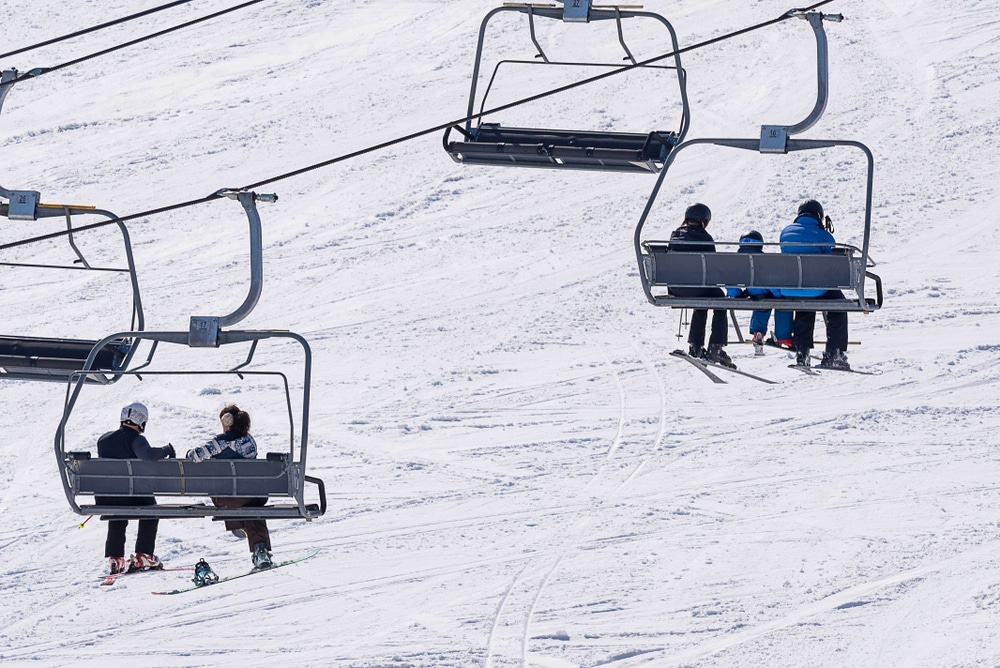 Skiers on the lifts at Cascade mountain Wisconsin