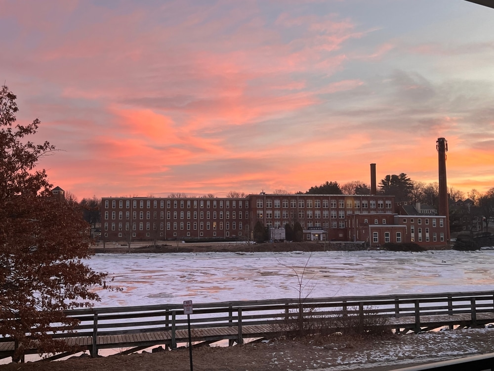 Winter sunset in downtown Exeter, NH
