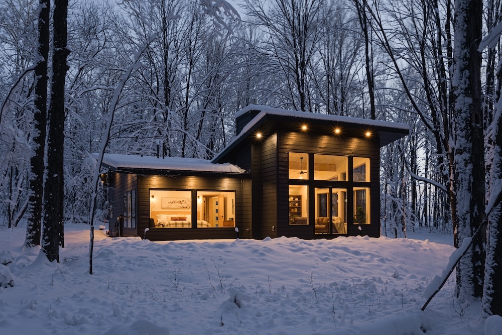 Owl Ridge Cabin in the winter is one of the most unique places to stay in Wisconsin