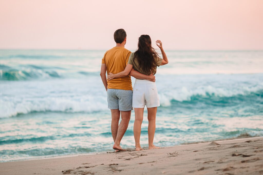 A happy couple on a Valentine's Day Getaway on the Florida coast