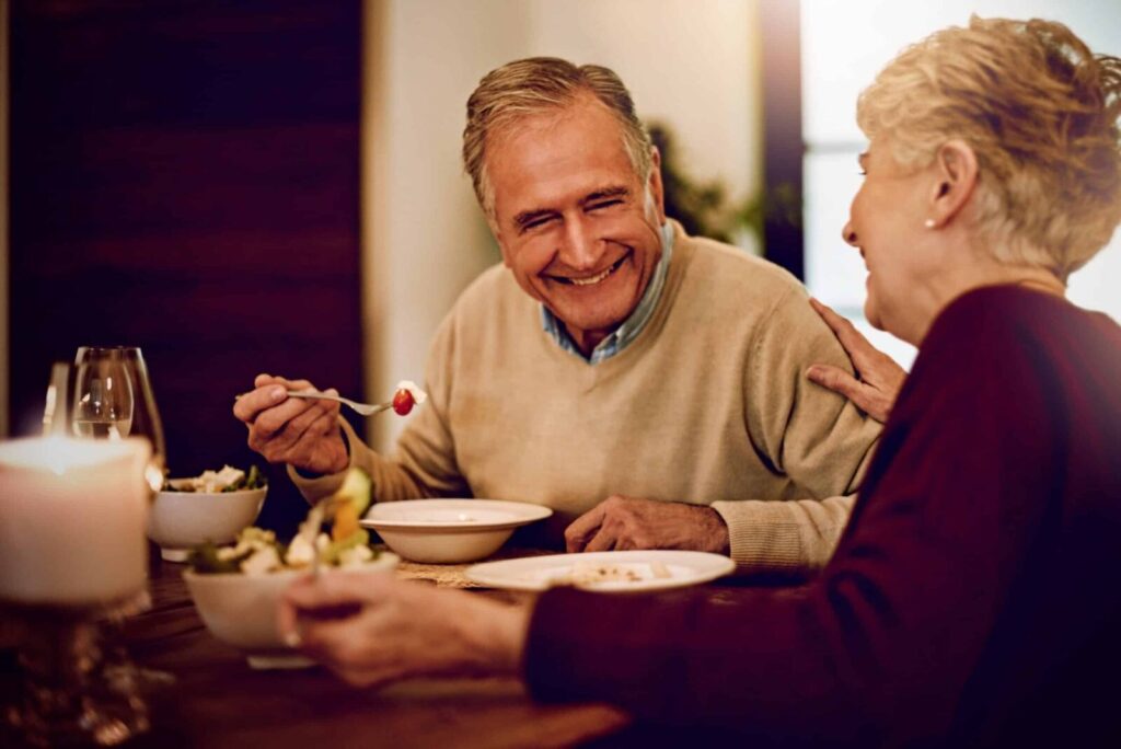 a happy older couple enjoying one of the best Lititz restaurants