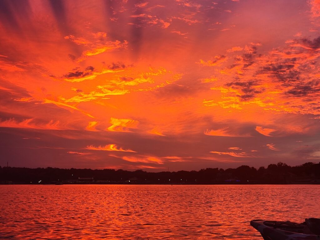 Sunset view on Lake Granbury, in one of the most charming cities in Texas