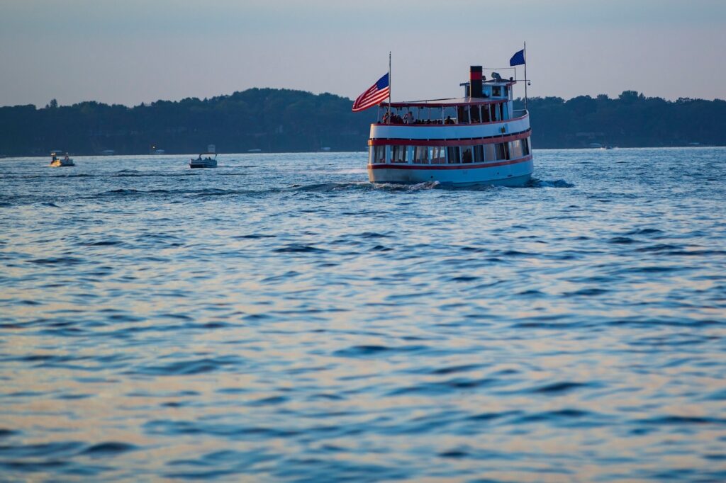 One of the best places to visit in Iowa is Okoboji, the Queen II is pictured here, and old fashioned cruise boat