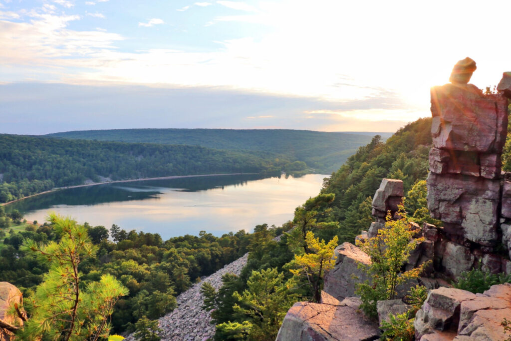 Best Time to Visit Devils Lake State Park, view of the lake from a high bluff