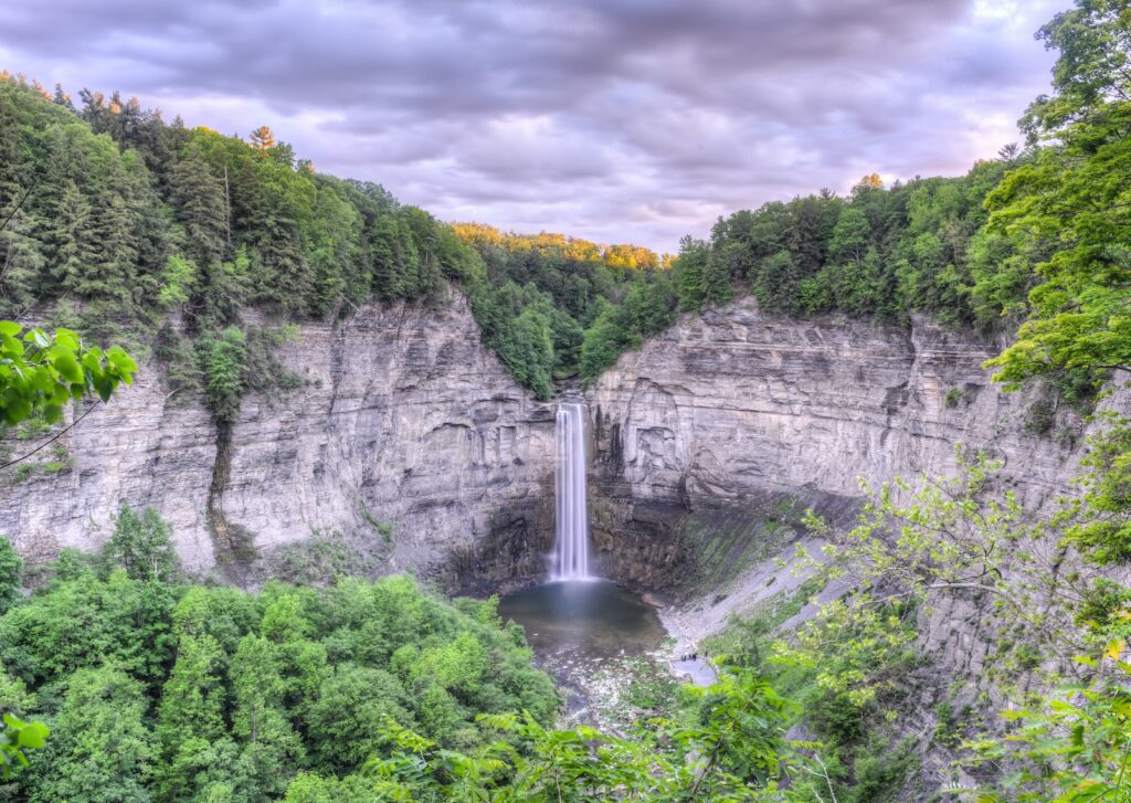 Taughannock Falls state park in the Finger Lakes (Cayuga) region of upstate New York. Higher than that of Niagara Falls.