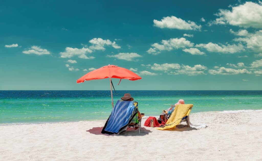 People enjoying Vilano Beach near St. Augustine