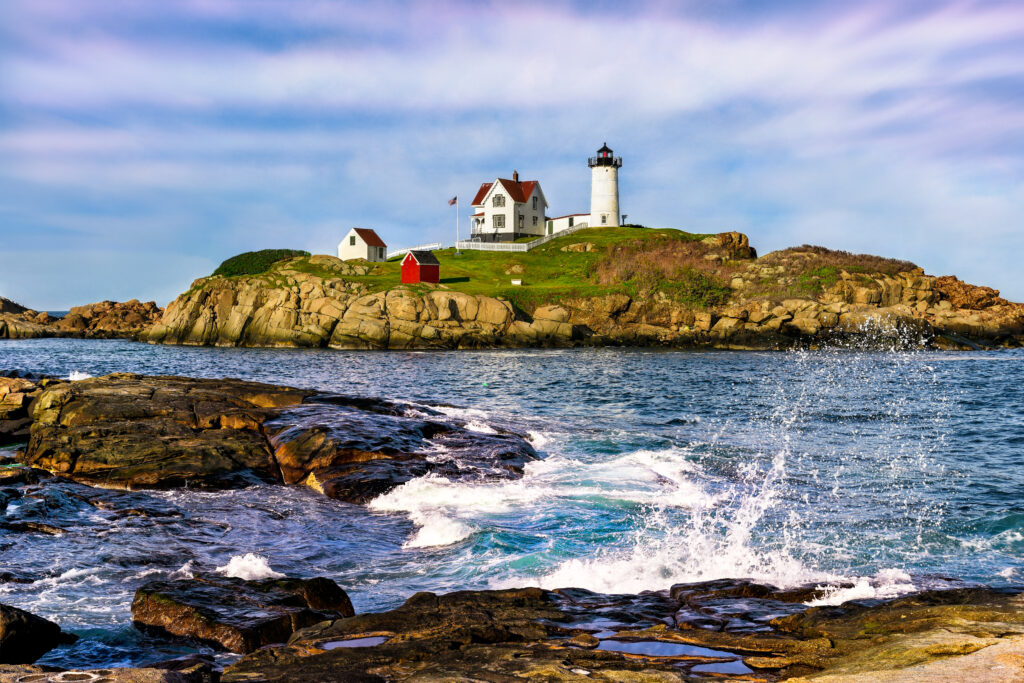 Nubble Lighthouse in York Maine, a great day trip from Exeter.