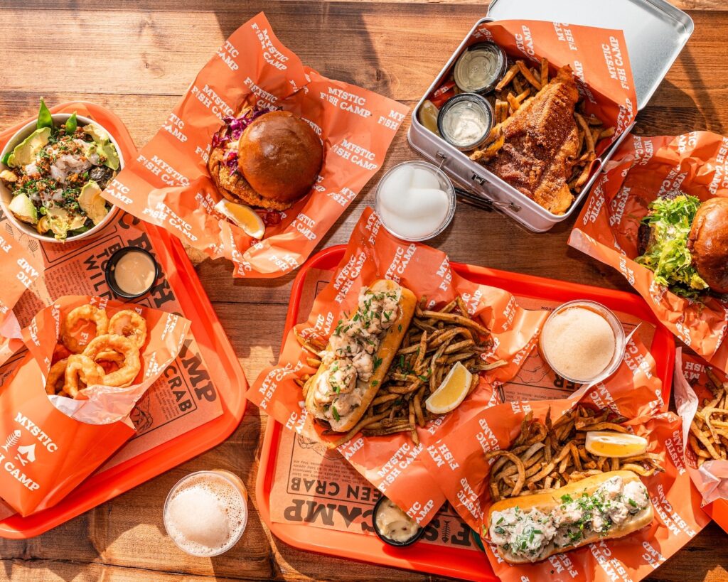 Enjoy a casual seafood dinner at Mystic Fish Camp