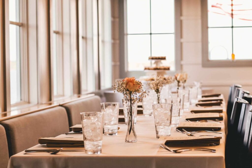 Table Set for a formal rehearsal dinner. Rehearsal Dinner Venues in Red Wing range from formal to casual.