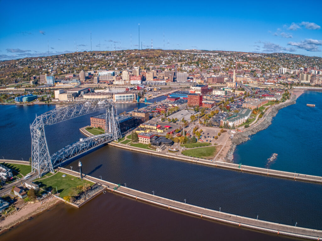 Aerial View of Duluth. There are so many things to do in Canal Park.