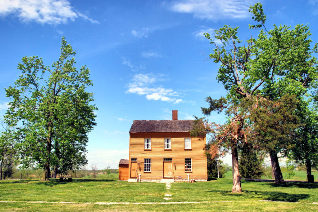 A historic home at Shaker Village of Pleasant Hill Kentucky.