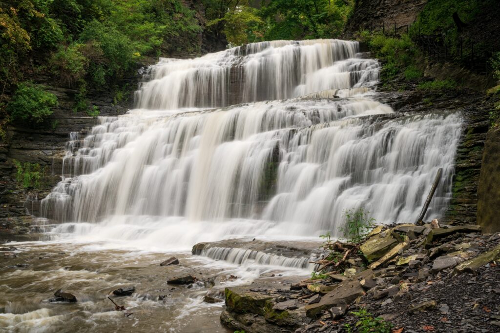 One of six waterfalls along the Cascadilla Gorge Trail in Ithaca New York.