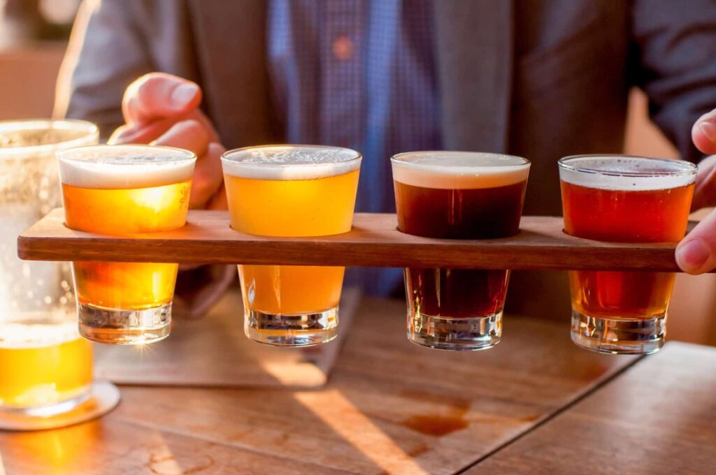 group enjoying a flight at top wausau breweries