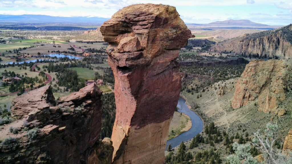 Monkey Face, one of the most iconic Smith Rock climbing routes.