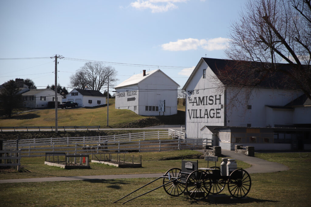 The Amish Village Lancaster PA buildings and buggy