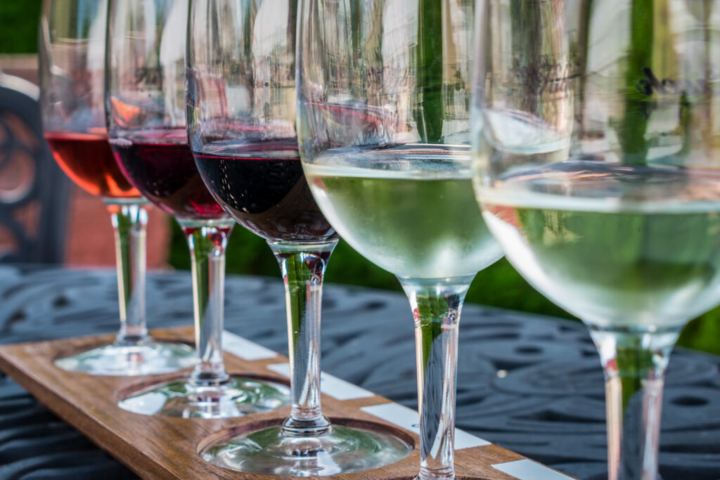 Flight of wine at Frankenmuth Wine Tasting