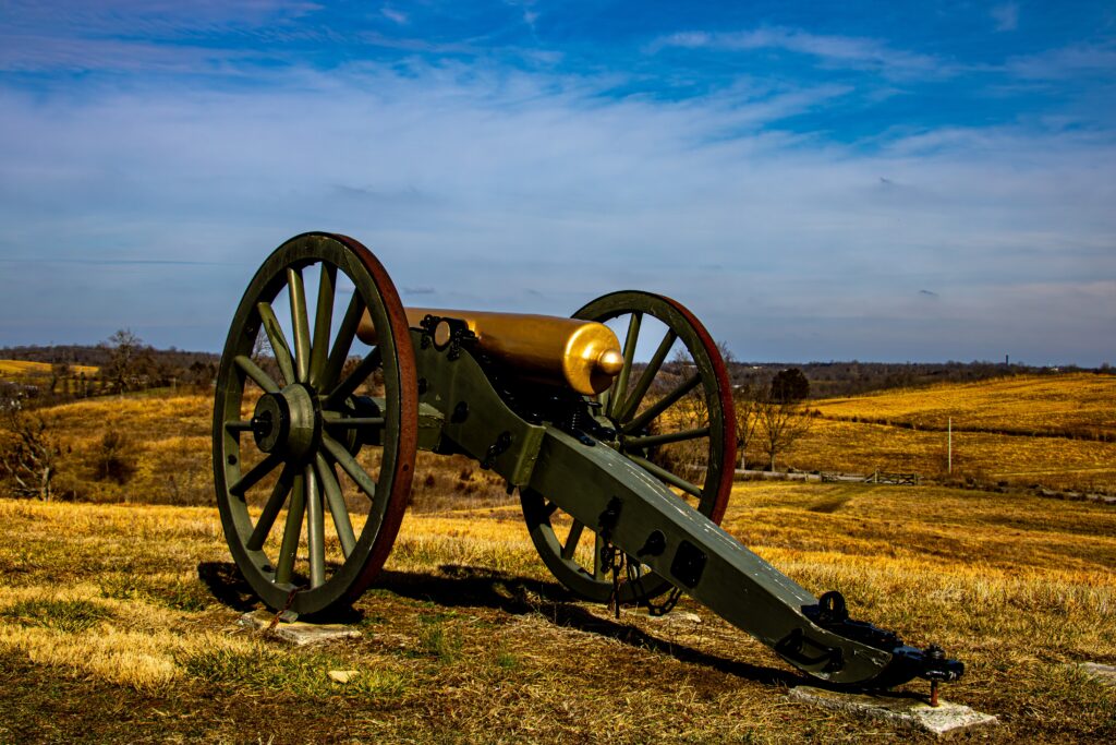 Cannon on Perryville Battlefield, one of the most significant Kentucky Civil War battlefields.