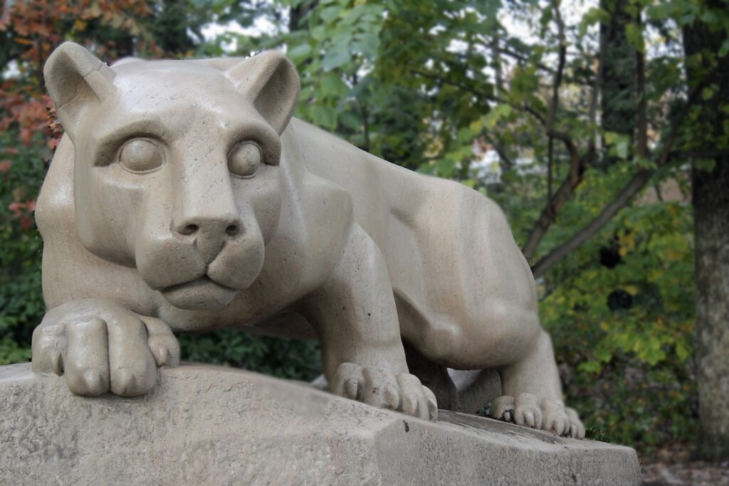 Penn State Nittany Lion, you'll see this shire on your way to a Penn State Football game